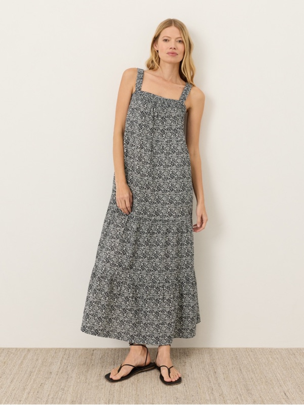 Pact Black & White Floral Maxi Dress with Straps